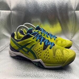 Size 6 Asics Gel-Resolution 6 Lime/Pine/Indigo Mens Lace-Up Comfort Tennis Shoes